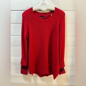 RUDSAK – Red Wool & Mohair Sweater with Leather Details – Size P/